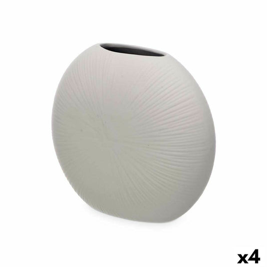 Vase Grey Ceramic 29 x 26 x 11 cm (4 Units) Circular Gift Decor