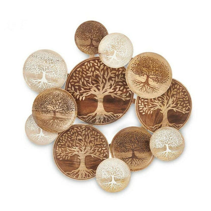 Wall Decoration White Brown Mango wood Tree of Life 76 x 70 x 5 cm Gift Decor