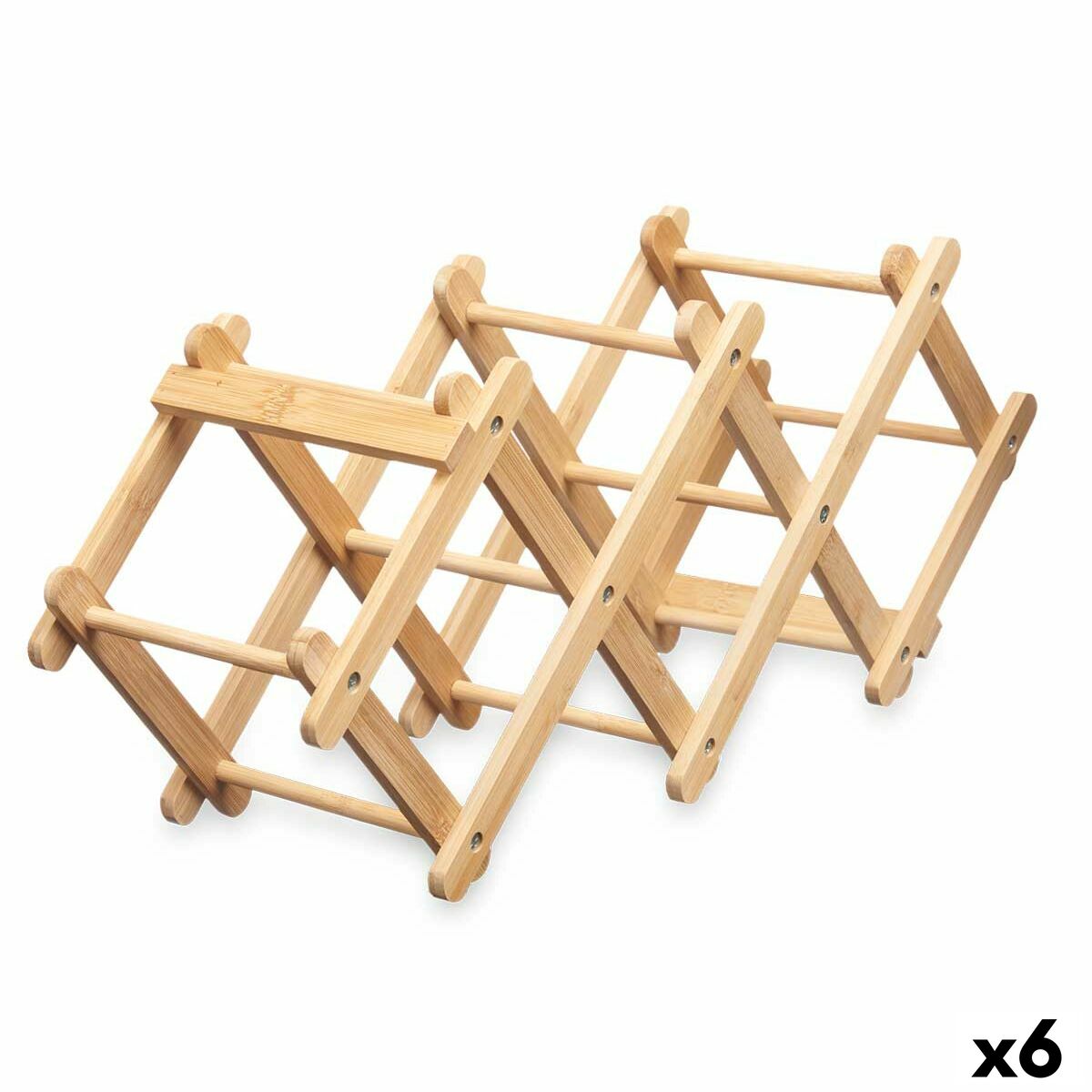 Folding Bottle Rack Natural Bamboo 54 x 15 x 21,5 cm (6 Units) Kinvara