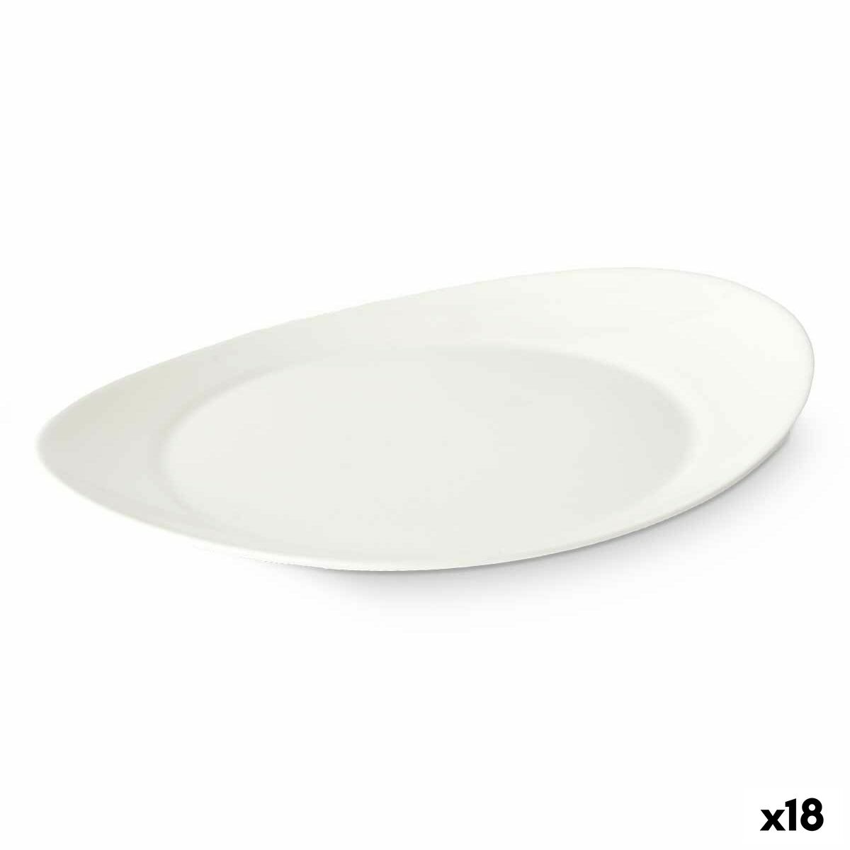 Flat Plate White Glass 30,5 x 3 x 26 cm (18 Units) Vivalto