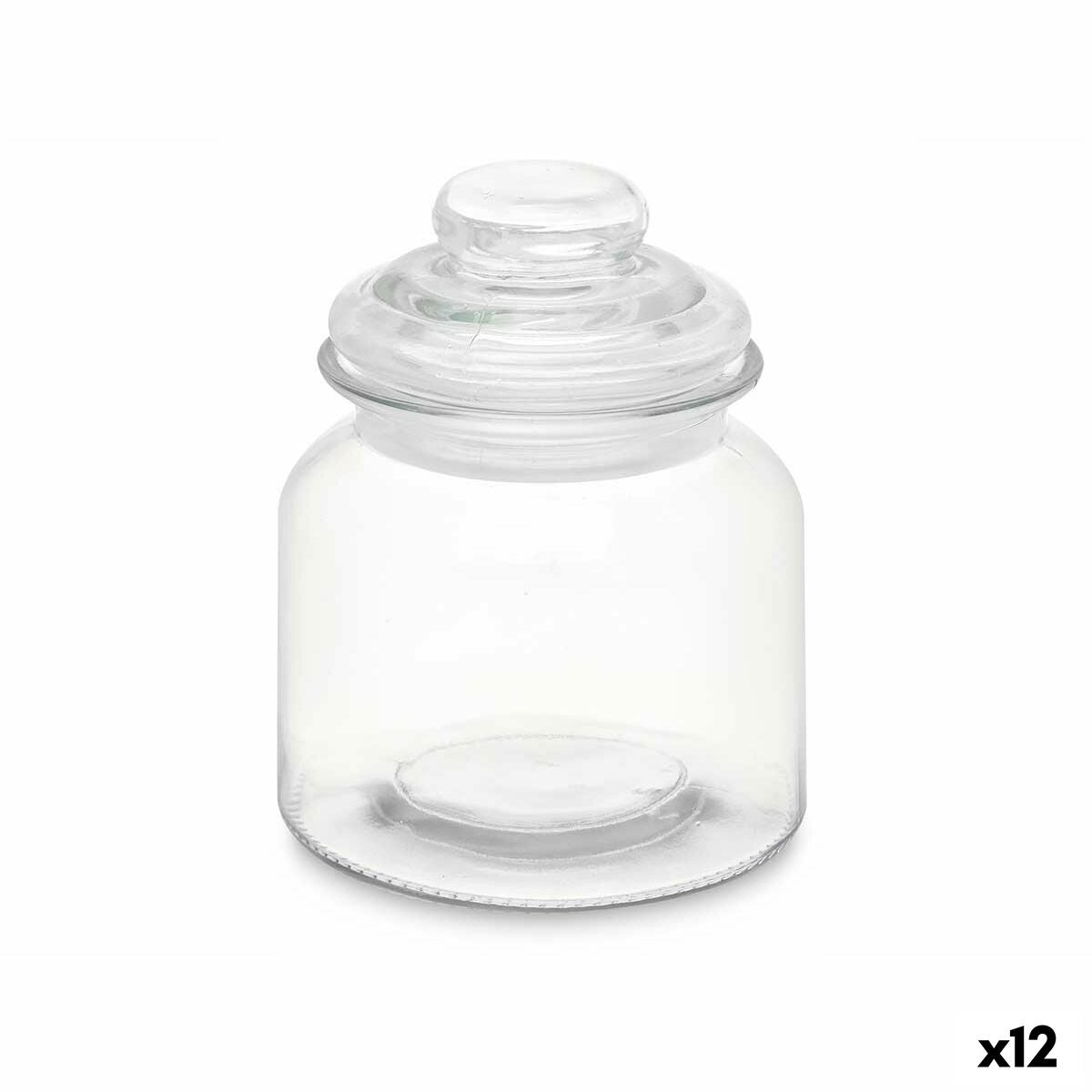 Jar Transparent Glass 600 ml (12 Units) With lid Vivalto