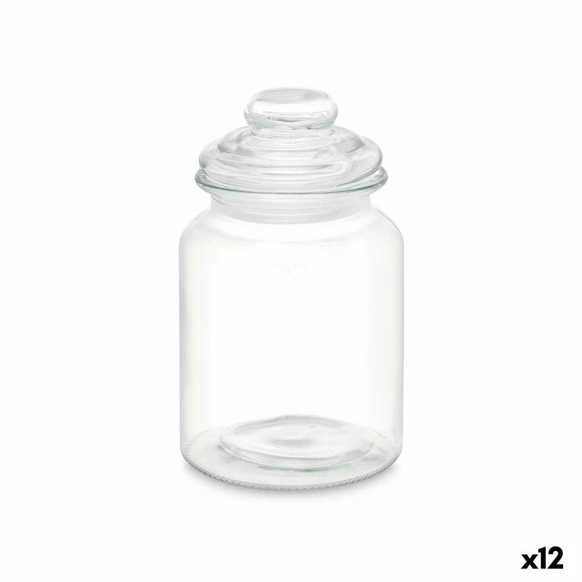 Jar Transparent Glass 900 ml (12 Units) With lid Vivalto