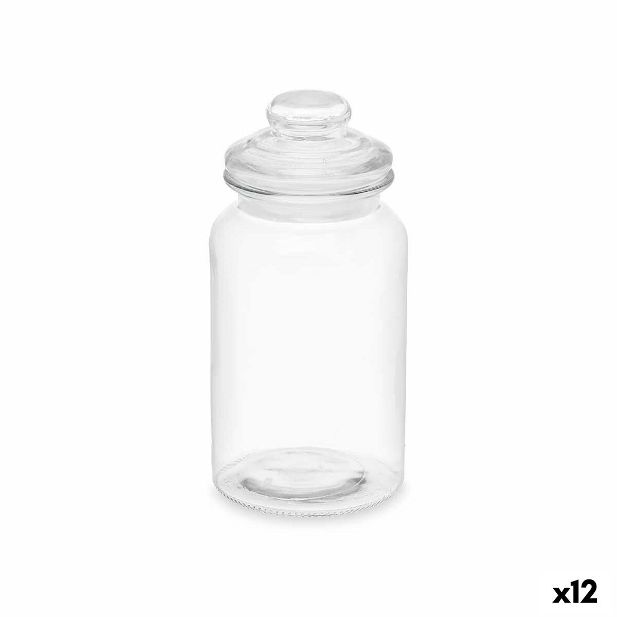 Jar Transparent Glass 1,2 L (12 Units) With lid Vivalto