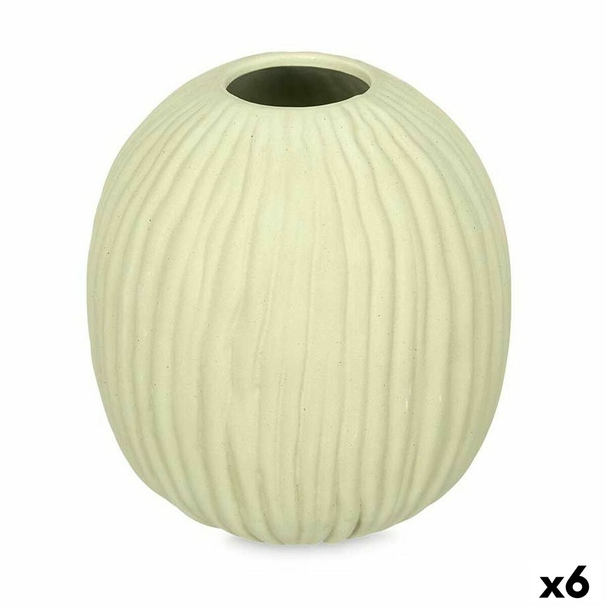 Vase Green Dolomite 15 x 18 x 15 cm (6 Units) Sphere Stripes Gift Decor