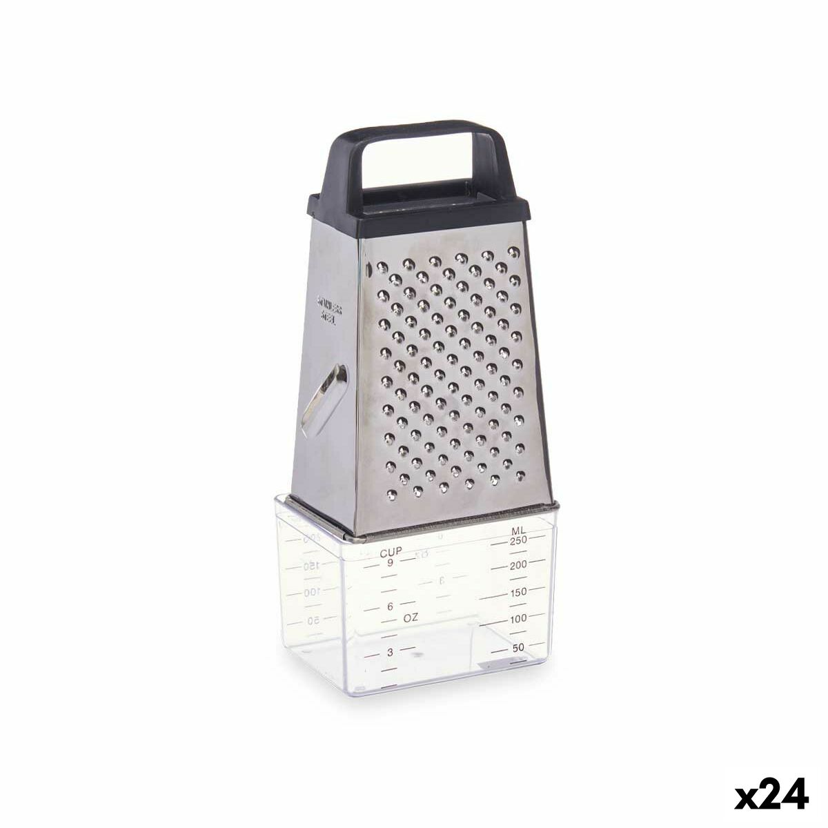 Grater with Container Transparent Stainless steel 9,5 x 20,5 x 6,7 cm (24 Units) Kinvara