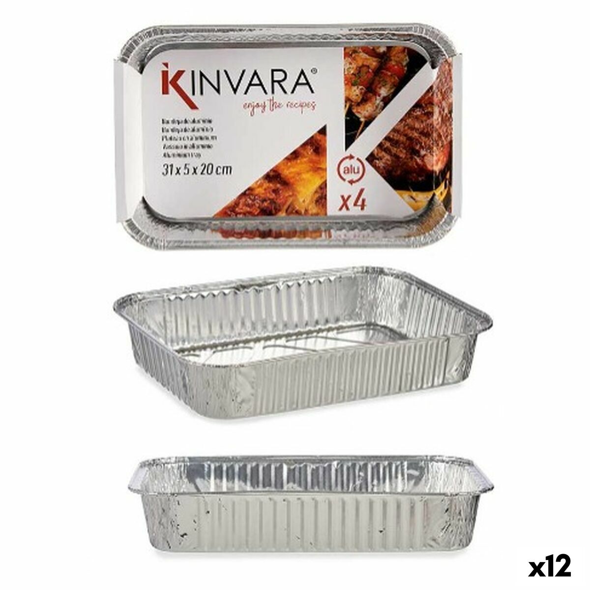 Set of trays Aluminium 31,5 x 20,5 x 5,8 cm 4 Pieces (12 Units) Kinvara