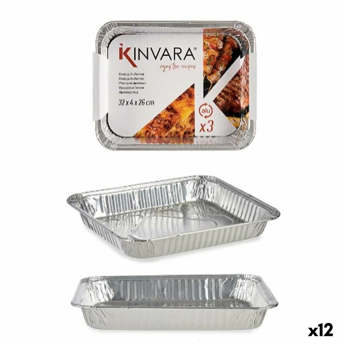 Set of trays Aluminium 32,5 x 26 x 3,8 cm 3 Pieces (12 Units) Kinvara