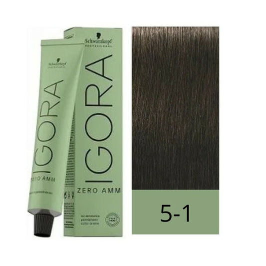 Permanent Dye Schwarzkopf Igora Zero Amm Nº 5-1 Light Ash Chestnut 60 ml Schwarzkopf