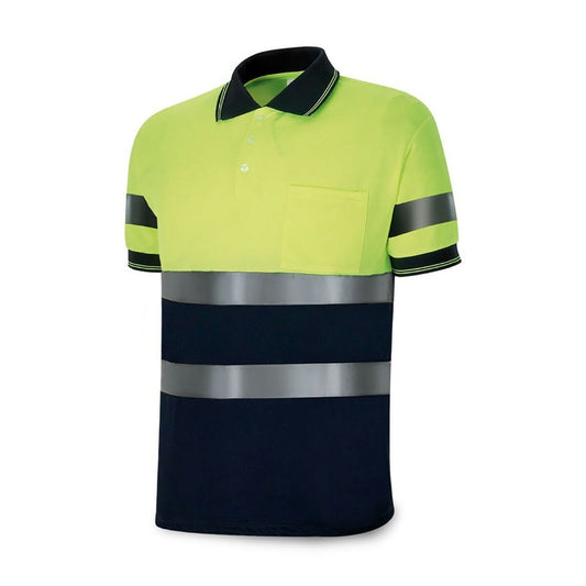 Short Sleeve Polo Shirt 1288pavxmcyfa High visibility Yellow Navy Blue BigBuy Fashion