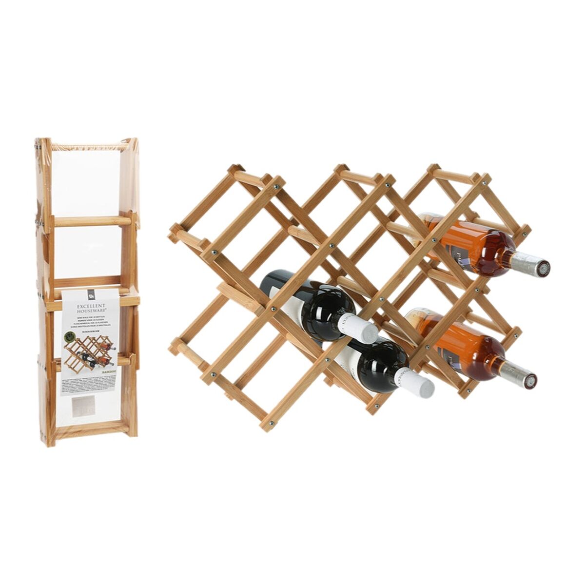 Bottle rack Excellent Houseware 784230710 Bamboo 54,5 x 16,5 x 36,5 cm Excellent Houseware