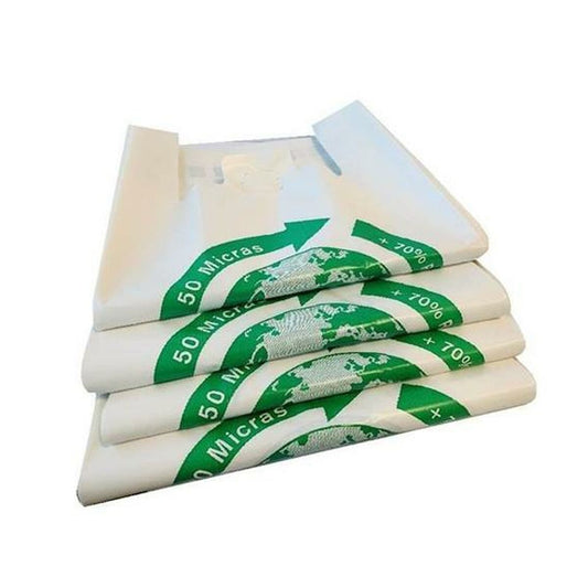 Shopping Bag White Biodegradable 50 x 60 cm BigBuy Office