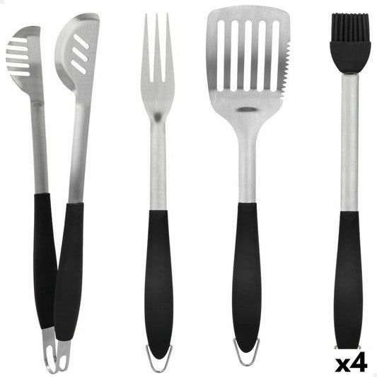 Barbecue Utensils Set Aktive 4 Pieces Barbecue Stainless steel 10 x 42 x 4 cm (4 Units) Aktive