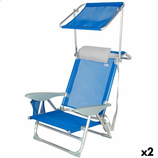 Beach Chair Aktive Blue 47 x 67 x 43 cm (2 Units) Aktive