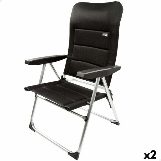 Beach Chair Aktive Deluxe Foldable Black 49 x 105 x 59 cm (2 Units) Aktive