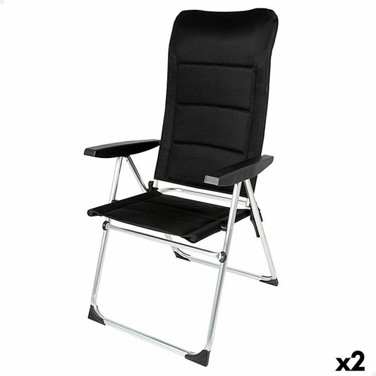 Beach Chair Aktive Deluxe Foldable Black 49 x 123 x 67 cm (2 Units) Aktive