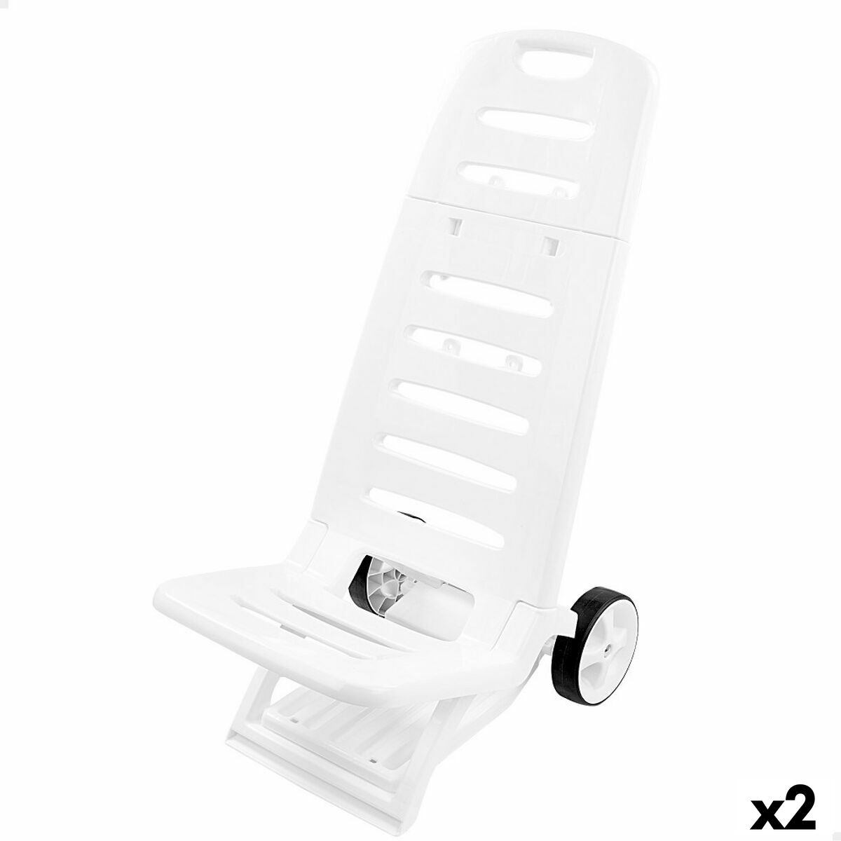 Beach Chair Aktive White Wheels 40 x 84 x 44 cm (2 Units) Aktive