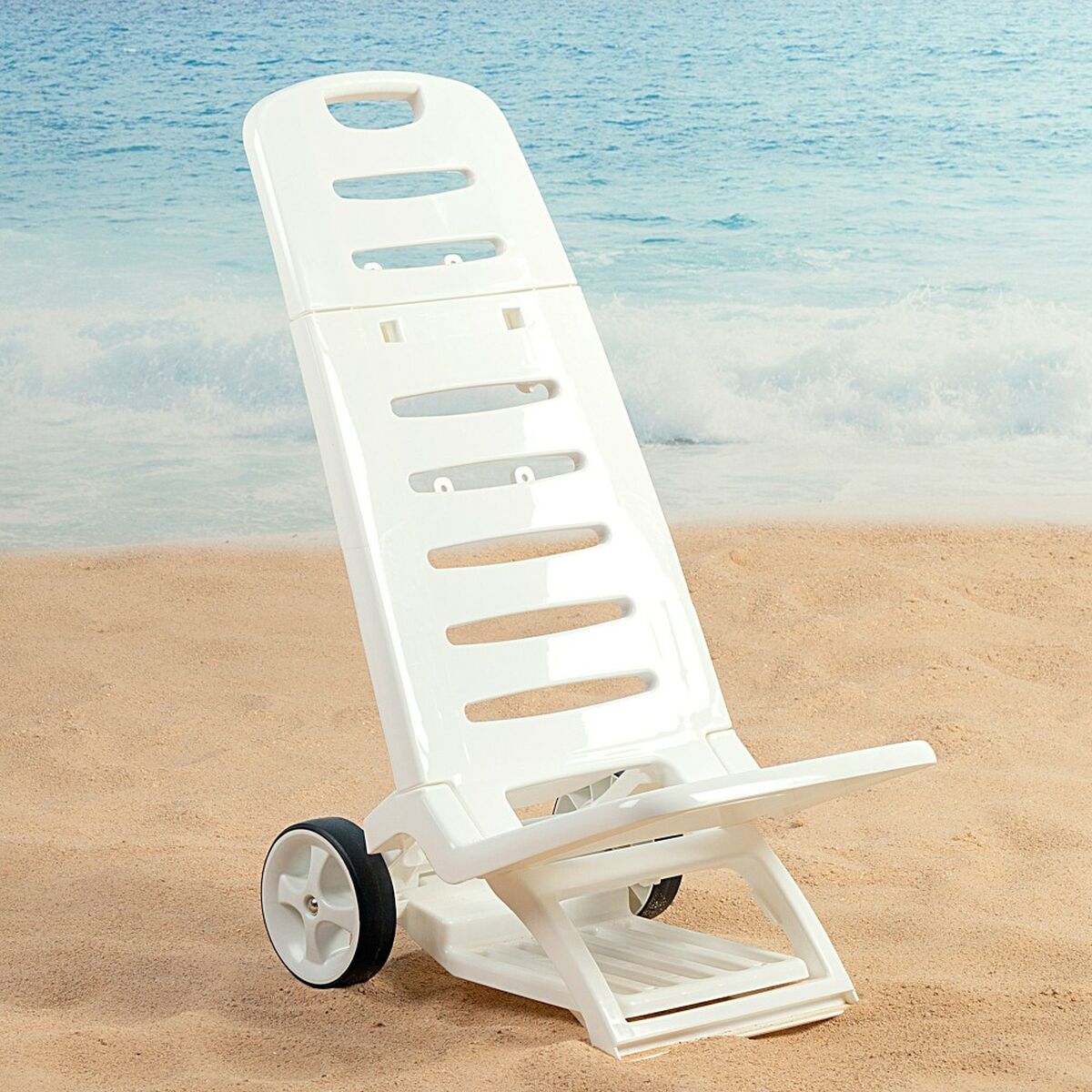 Beach Chair Aktive White Wheels 40 x 84 x 44 cm (2 Units) Aktive