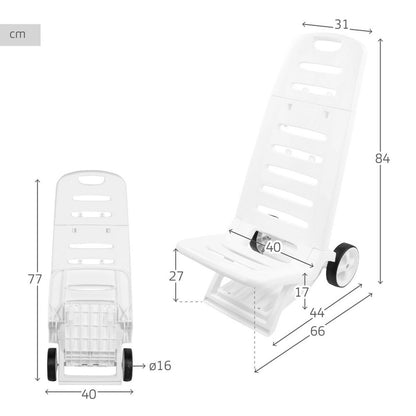 Beach Chair Aktive White Wheels 40 x 84 x 44 cm (2 Units) Aktive