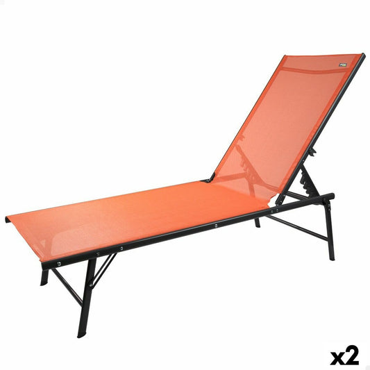 Reclining lounder Aktive Orange 180 x 35 x 49 cm (2 Units) Aktive