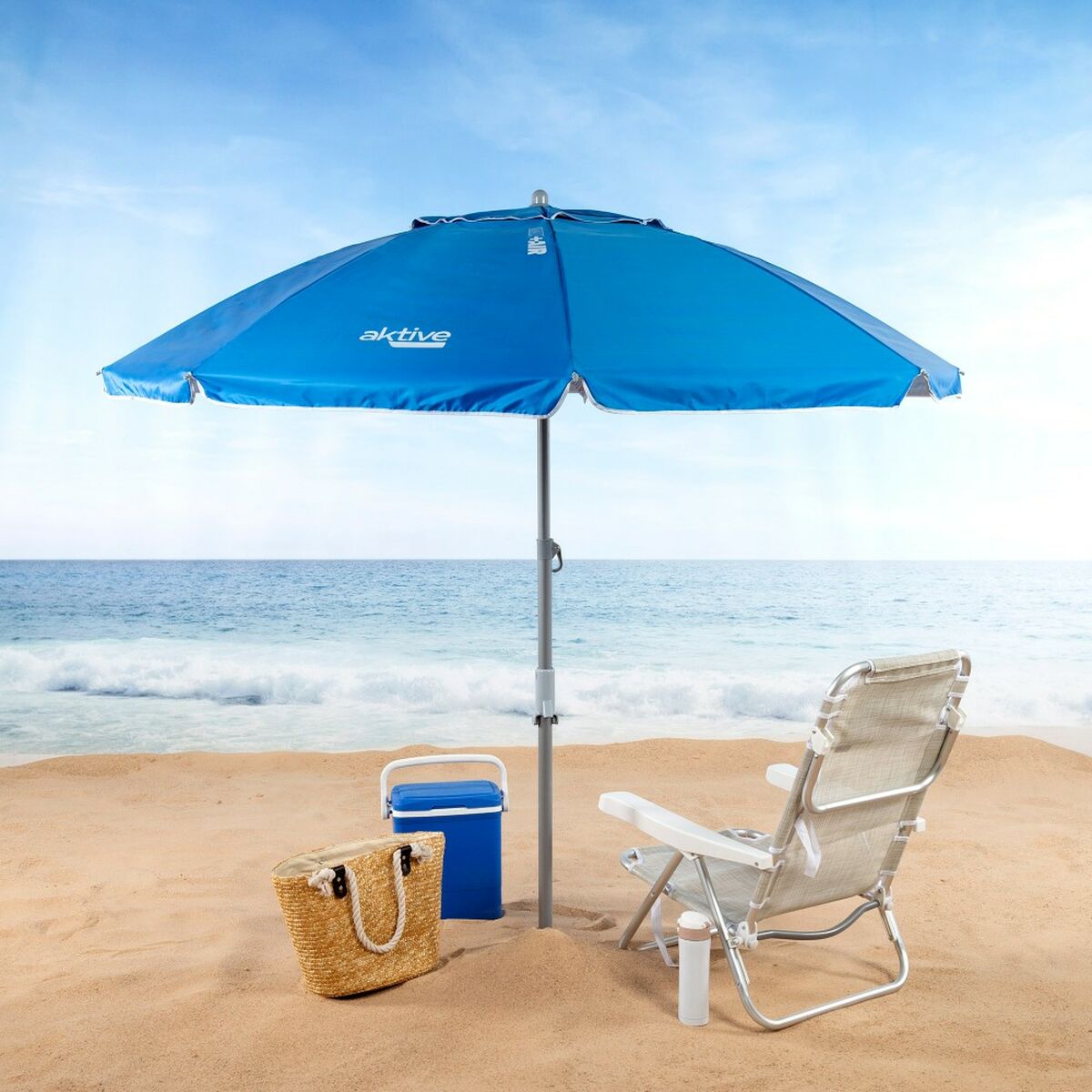 Sunshade Aktive Blue Polyester Aluminium 200 x 205 x 200 cm (6 Units) Aktive