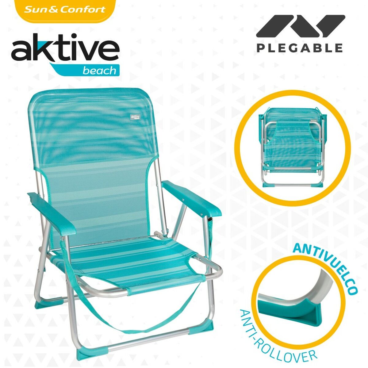 Beach Chair Aktive Turquoise 44 x 72 x 35 cm Aluminium Foldable (4 Units)