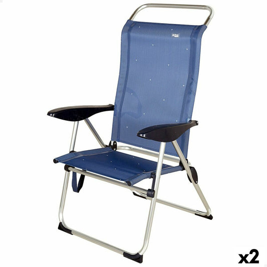 Beach Chair Aktive Navy Blue 47 x 108 x 59 cm (2 Units) Aktive