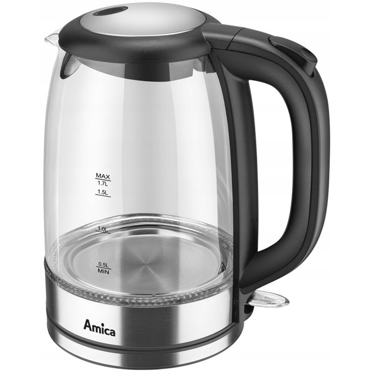 Kettle Amica KD 2050G Black Transparent Glass Plastic 2200 W 1,7 L Amica