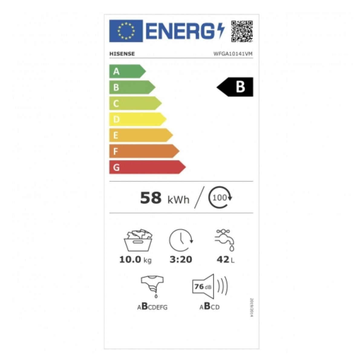 Washing machine Hisense WFGA10141VM 1400 rpm White 10 kg Hisense