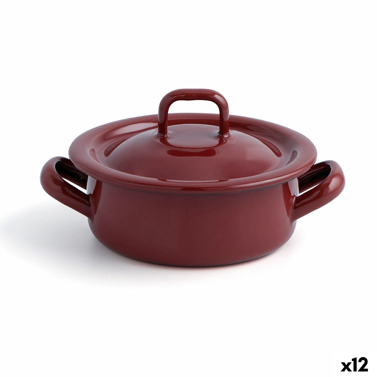 Casserole with lid Quid Clasico Esmalte Brown Ø 10 cm (12 Units)