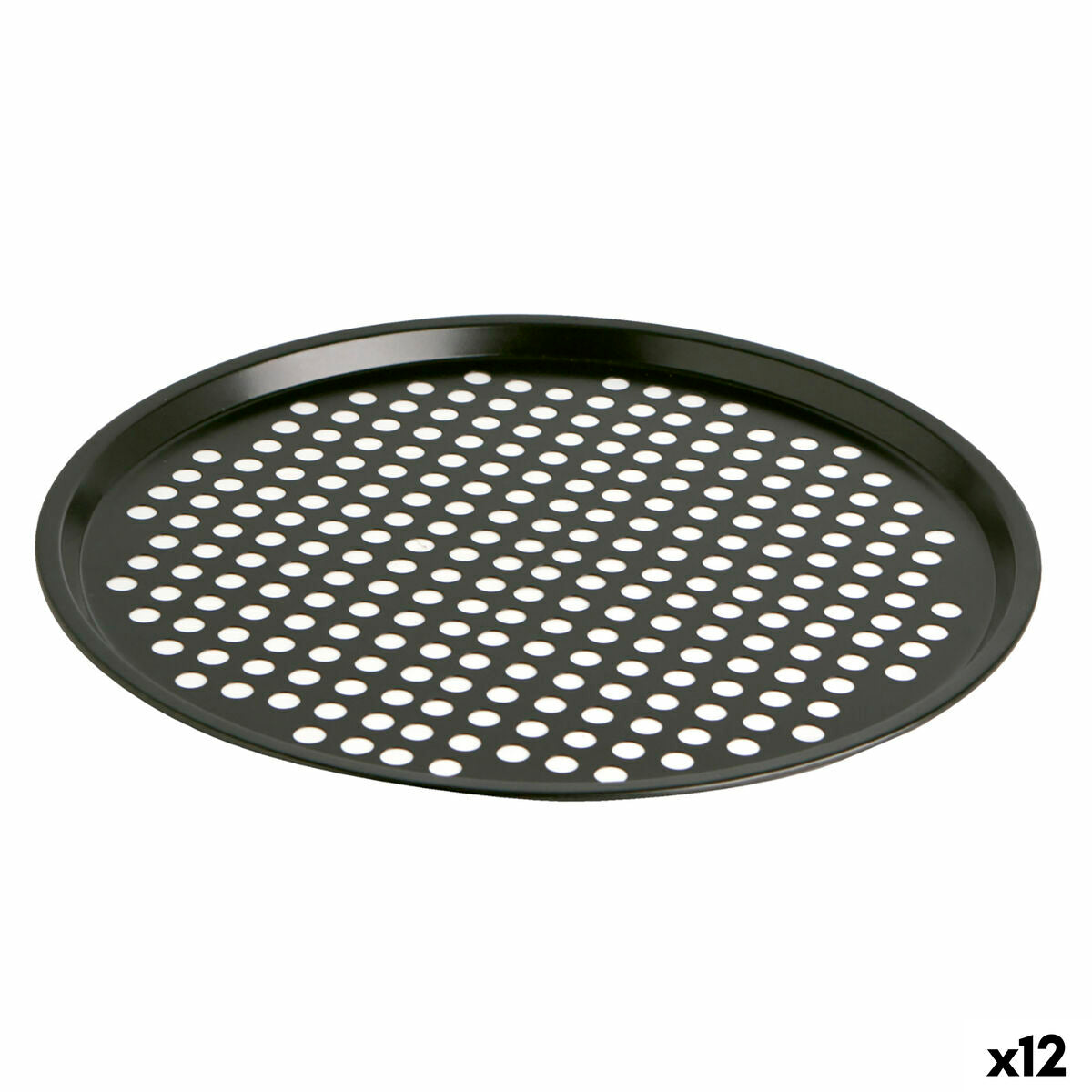 Pizza Mould Quid Sweet Grey Black Metal 30 x 0,9 cm (12 Units) Quid