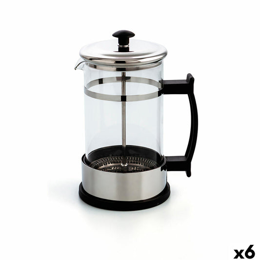 Cafetière with Plunger Quid Serenia Transparent Glass Stainless steel 600 ml (6 Units) Quid