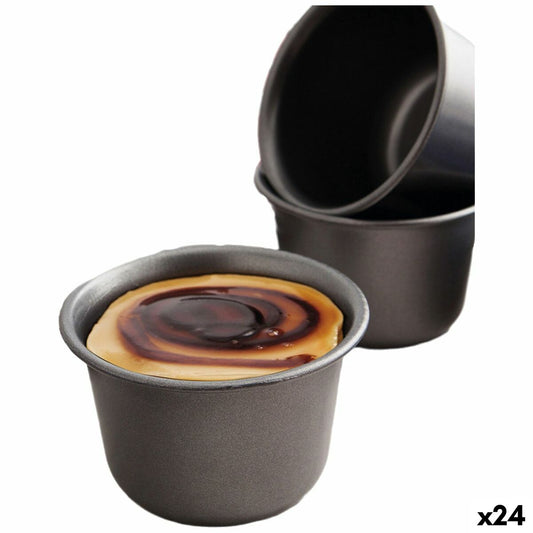 Flan Mould Quid Sweet Grey Black Metal 9,5 cm (24 Units)