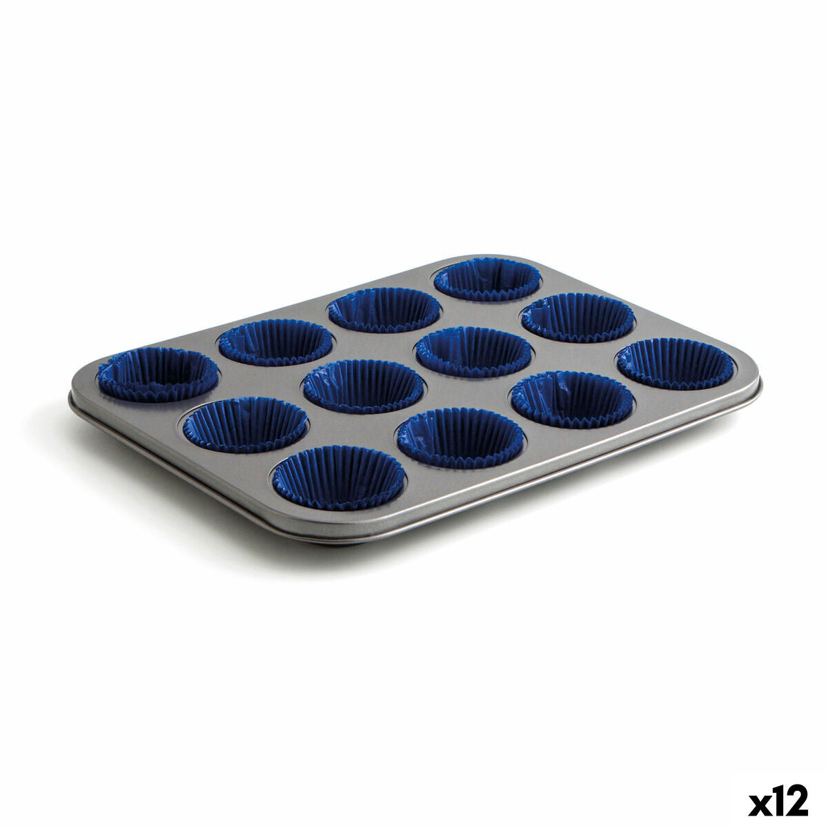 Muffin Tray Quid Sweet Grey Black 36 x 17 x 3 cm (12 Units) Quid