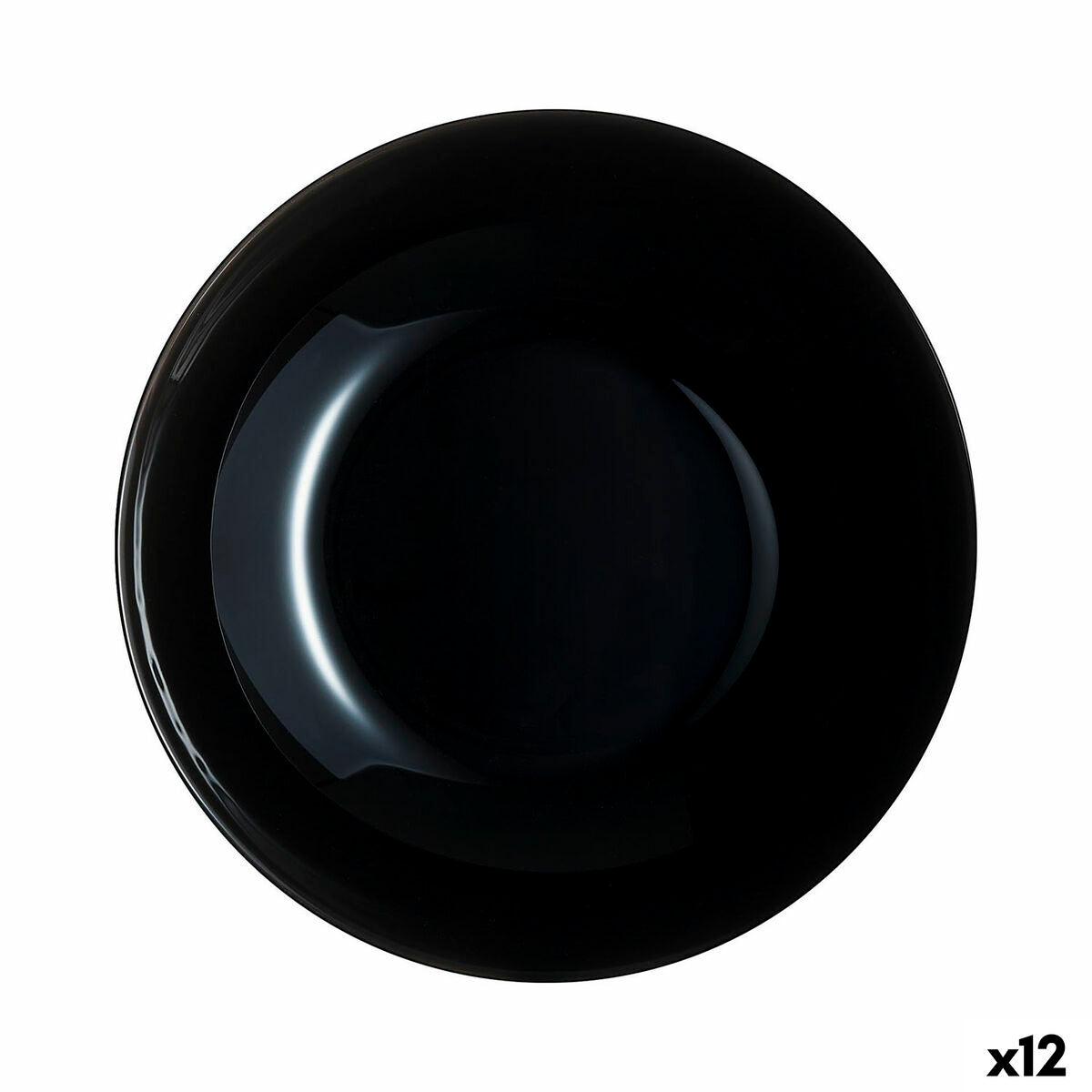 Deep Plate Luminarc Zelie Negro Black Glass Ø 20 cm (12 Units) Luminarc